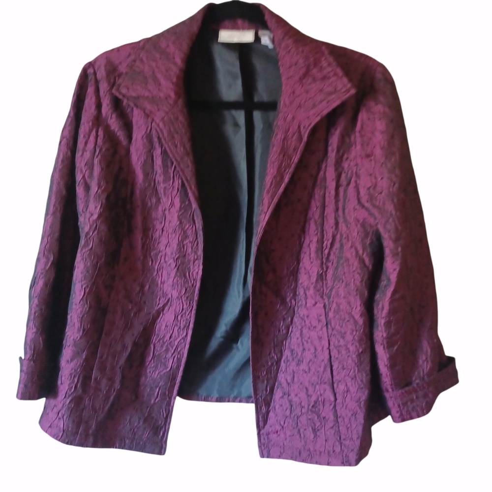 Chico's Purple crinkle jacket Blazer size 1/M